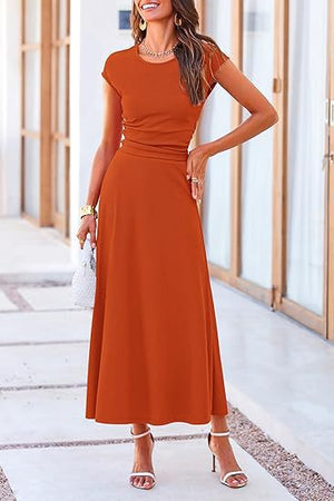 2025 Summer Casual Knitted Short Sleeve Navel Top High Waist Midi Skirt 2 - Piece Set - Negative Apparel