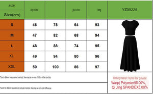 2025 Summer Casual Knitted Short Sleeve Navel Top High Waist Midi Skirt 2 - Piece Set - Negative Apparel