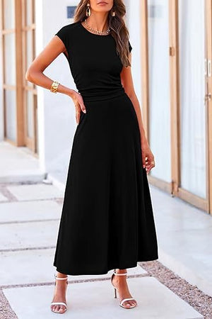 2025 Summer Casual Knitted Short Sleeve Navel Top High Waist Midi Skirt 2 - Piece Set - Negative Apparel