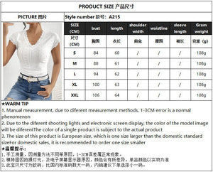 2025 summer clothing elegant lace splicing V - neck short - sleeved solid color T-shirt slim top new women - Negative Apparel