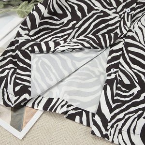 2025 Summer Cool Zebra Print Lace - up Long Sleeve Pants Two - piece Elastic Casual Loungewear - Negative Apparel