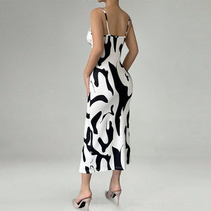 2025 summer new holiday sxy suspender skirt slit step dress - Negative Apparel