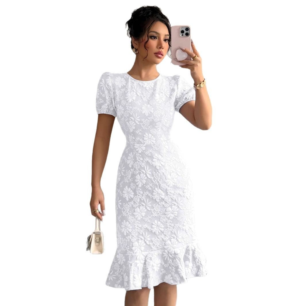 2025 summer new slim fit hip - length knee - length fashionable temperament commuting casual all - match dress - Negative Apparel