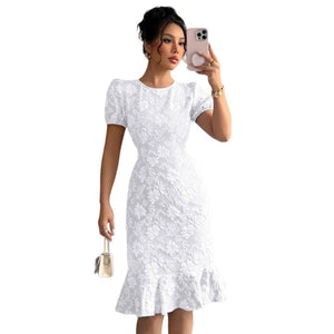 2025 summer new slim fit hip - length knee - length fashionable temperament commuting casual all - match dress - Negative Apparel