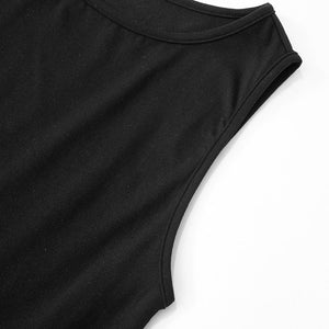 2025 summer new solid color sleeveless stitching dress - Negative Apparel