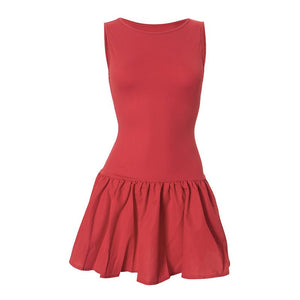 2025 summer new solid color sleeveless stitching dress - Negative Apparel