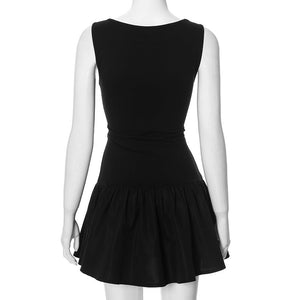 2025 summer new solid color sleeveless stitching dress - Negative Apparel