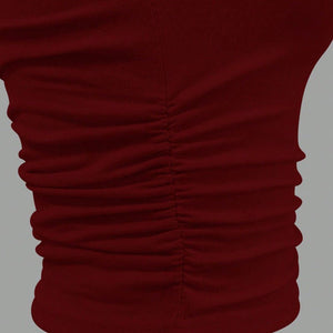 2025 summer slim - fit knitted solid - color small vest shoulder short top - Negative Apparel