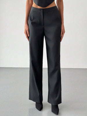 2pcs Set: Fashionable Off - Shoulder Corset - Style Top With Criss - Cross Back Strap And High - Waist Straight Leg Pants For Women - Negative Apparel