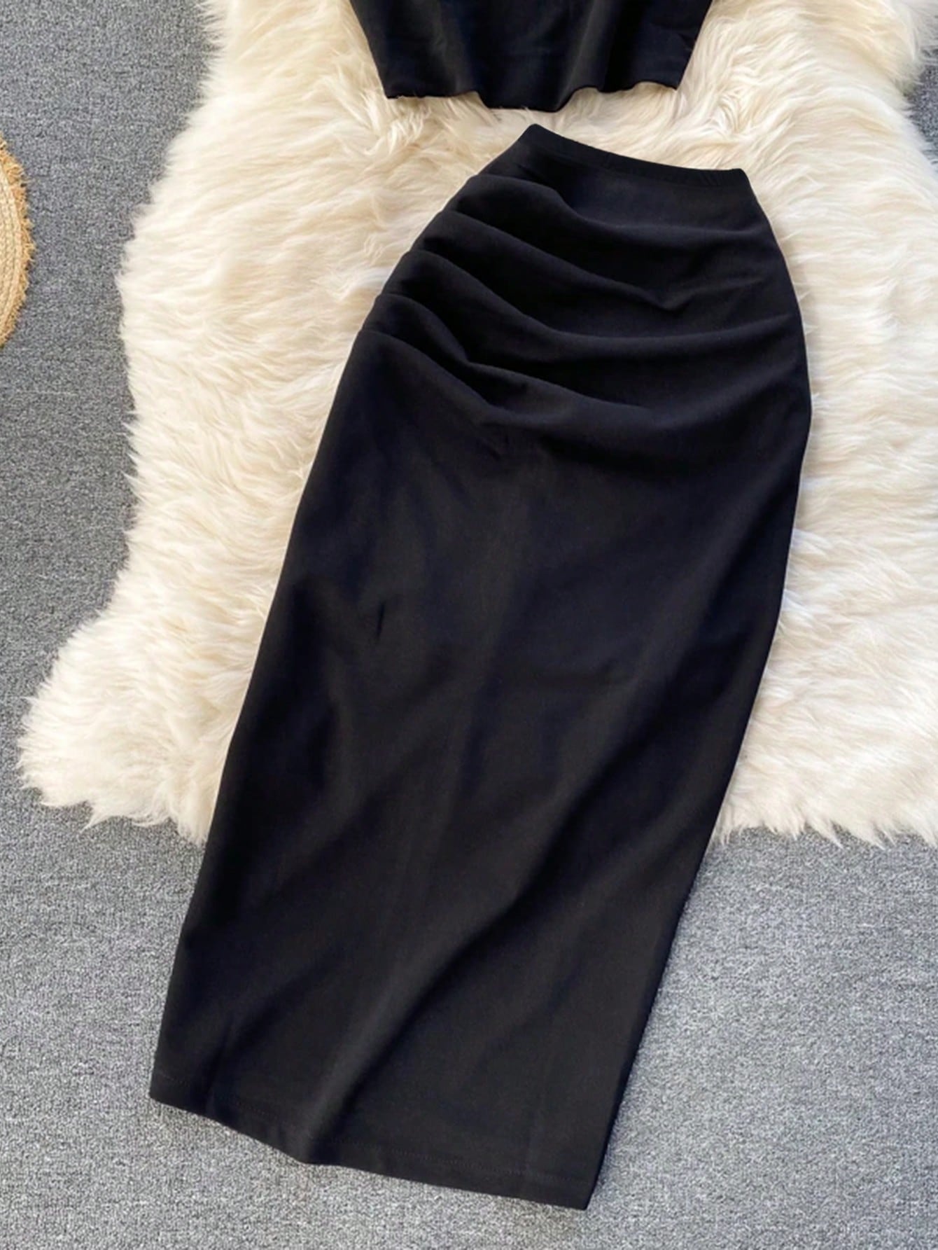 2pcs/Set Women Sleeveless Tank Top And Pleated Skirt - Negative Apparel