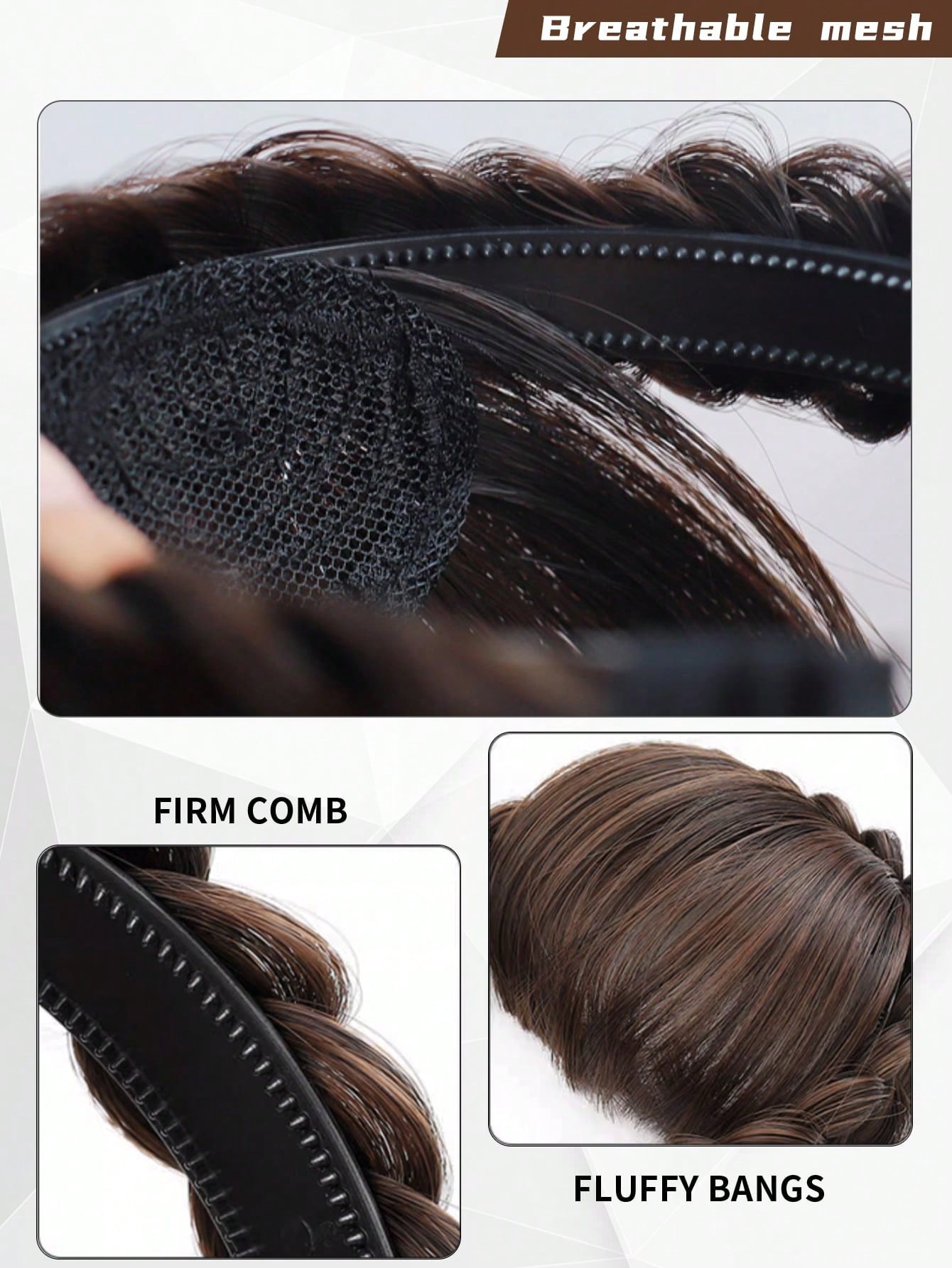 3 - Strand Synthetic Headband Braid Headband Bangs Thick Wide Plaid Braid - Negative Apparel