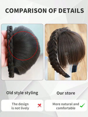 3 - Strand Synthetic Headband Braid Headband Bangs Thick Wide Plaid Braid - Negative Apparel