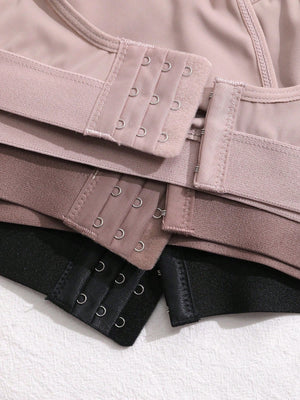 3pcs Plus Size Wireless & Non - Padded Bra Set - Negative Apparel