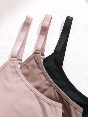 3pcs Plus Size Wireless & Non - Padded Bra Set - Negative Apparel