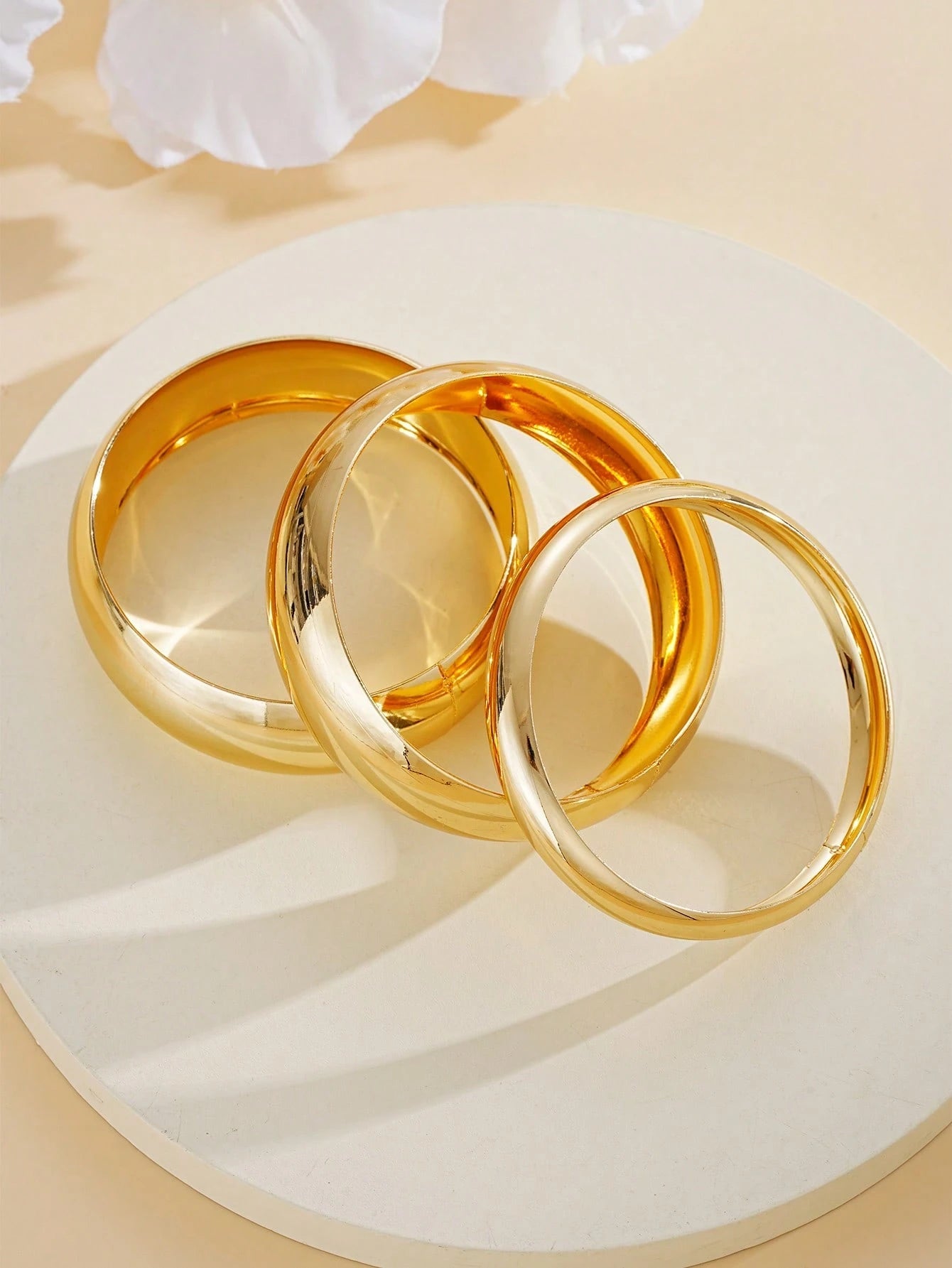 3pcs Vintage Exaggerated Luxurious Geometric Design Wide Metal Bangle Bracelet Set FD - Negative Apparel