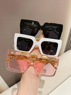3pcs Women's Fashionable Square Shaped Plastic Decorated Sunglasses - Negative Apparel