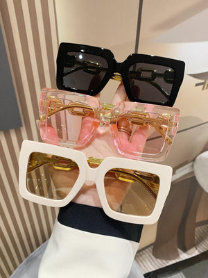 3pcs Women's Fashionable Square Shaped Plastic Decorated Sunglasses - Negative Apparel
