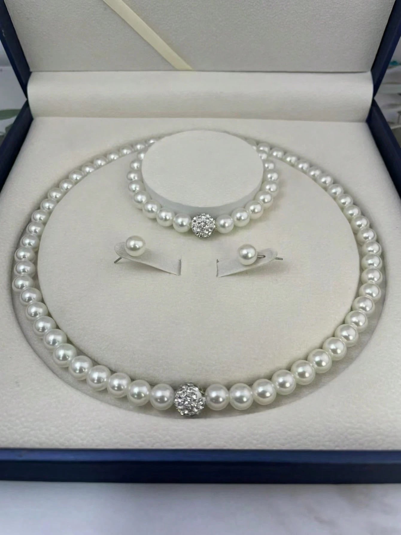 3pcs/Set Creative Faux Pearl Necklace + Bracelet + Earrings Jewelry Set FD - Negative Apparel