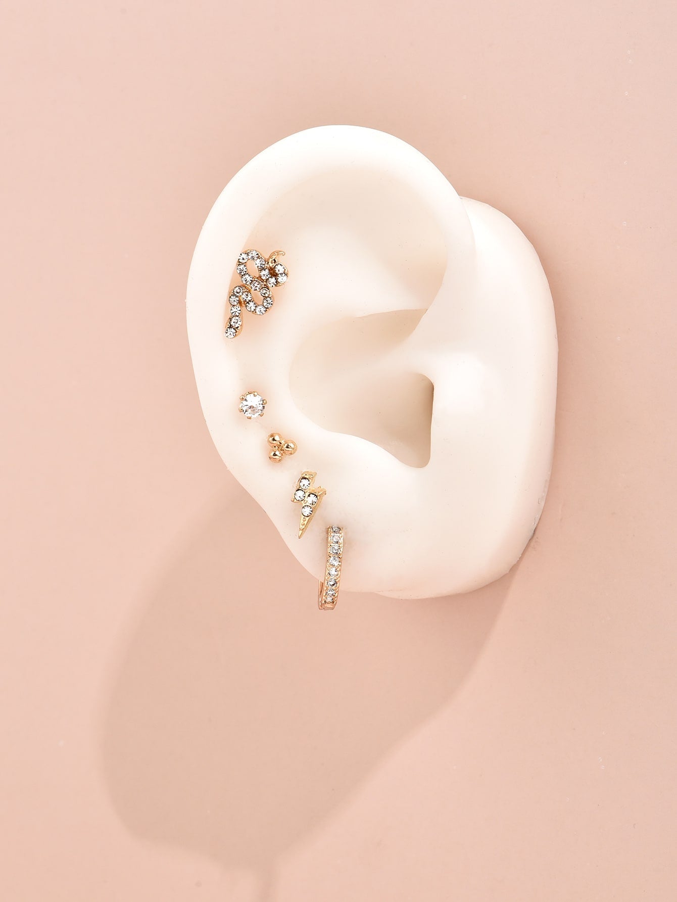 5pcs Rhinestone Decor Earring - Negative Apparel