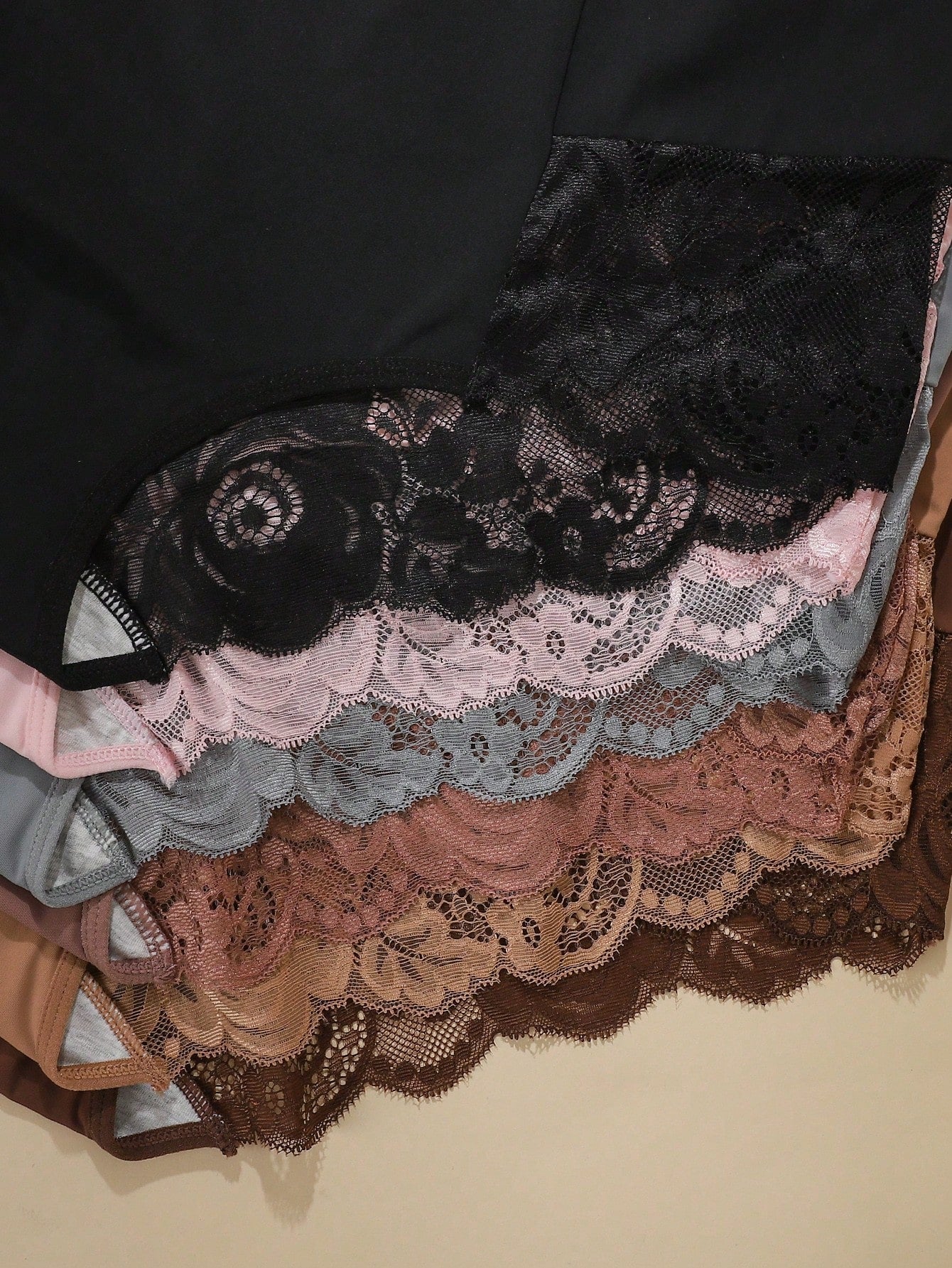 6pcs Pack - Plus Size Women's Breathable Comfortable Lace Patchwork Sexy Bikini Panties - Negative Apparel