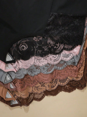 6pcs Pack - Plus Size Women's Breathable Comfortable Lace Patchwork Sexy Bikini Panties - Negative Apparel