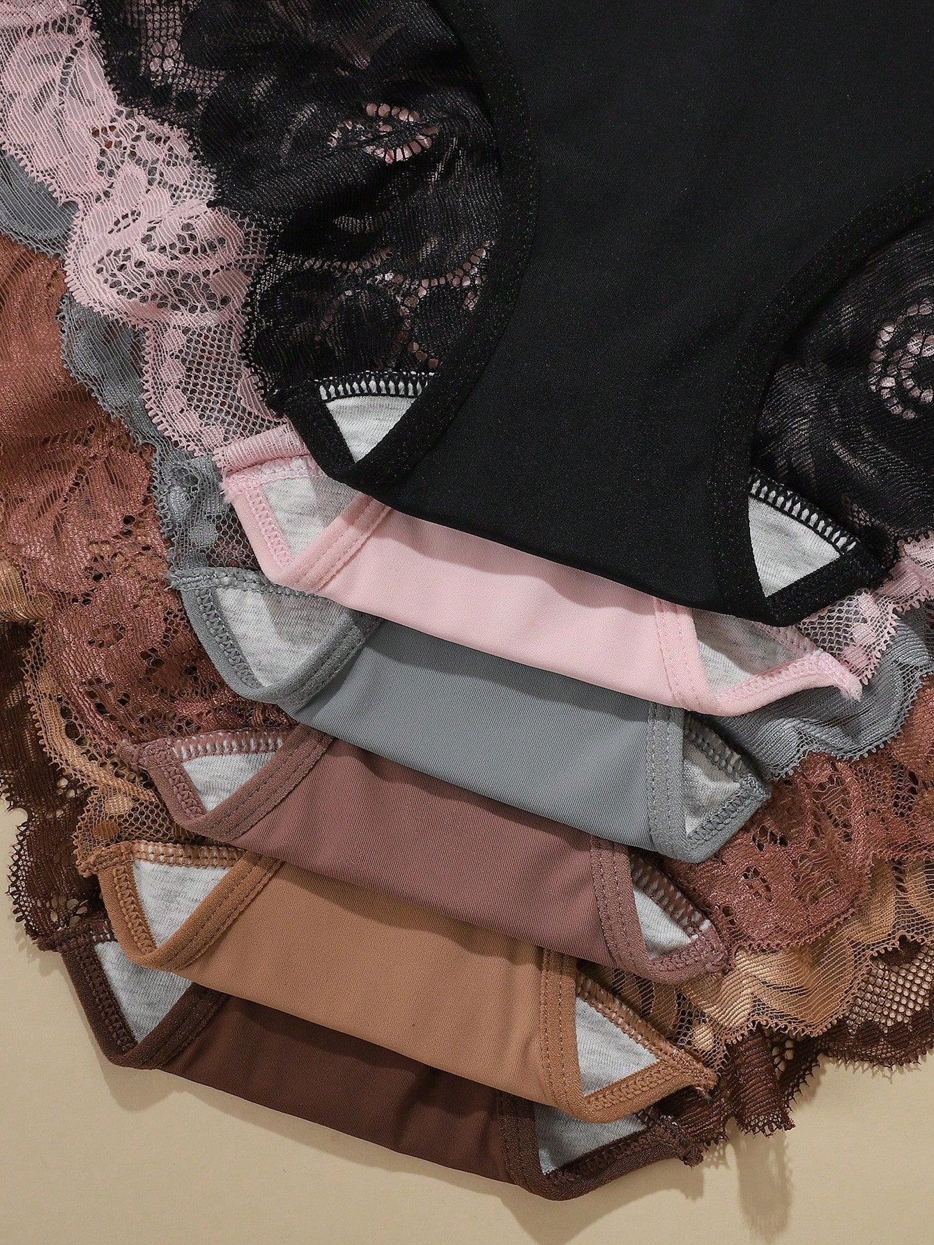 6pcs Pack - Plus Size Women's Breathable Comfortable Lace Patchwork Sexy Bikini Panties - Negative Apparel