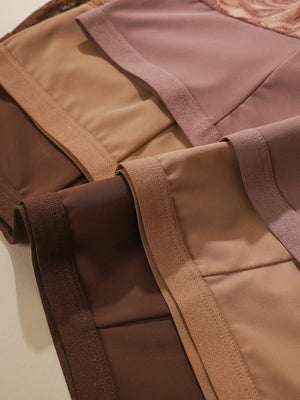 6pcs Pack - Plus Size Women's Breathable Comfortable Lace Patchwork Sexy Bikini Panties - Negative Apparel