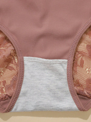 6pcs Pack - Plus Size Women's Breathable Comfortable Lace Patchwork Sexy Bikini Panties - Negative Apparel