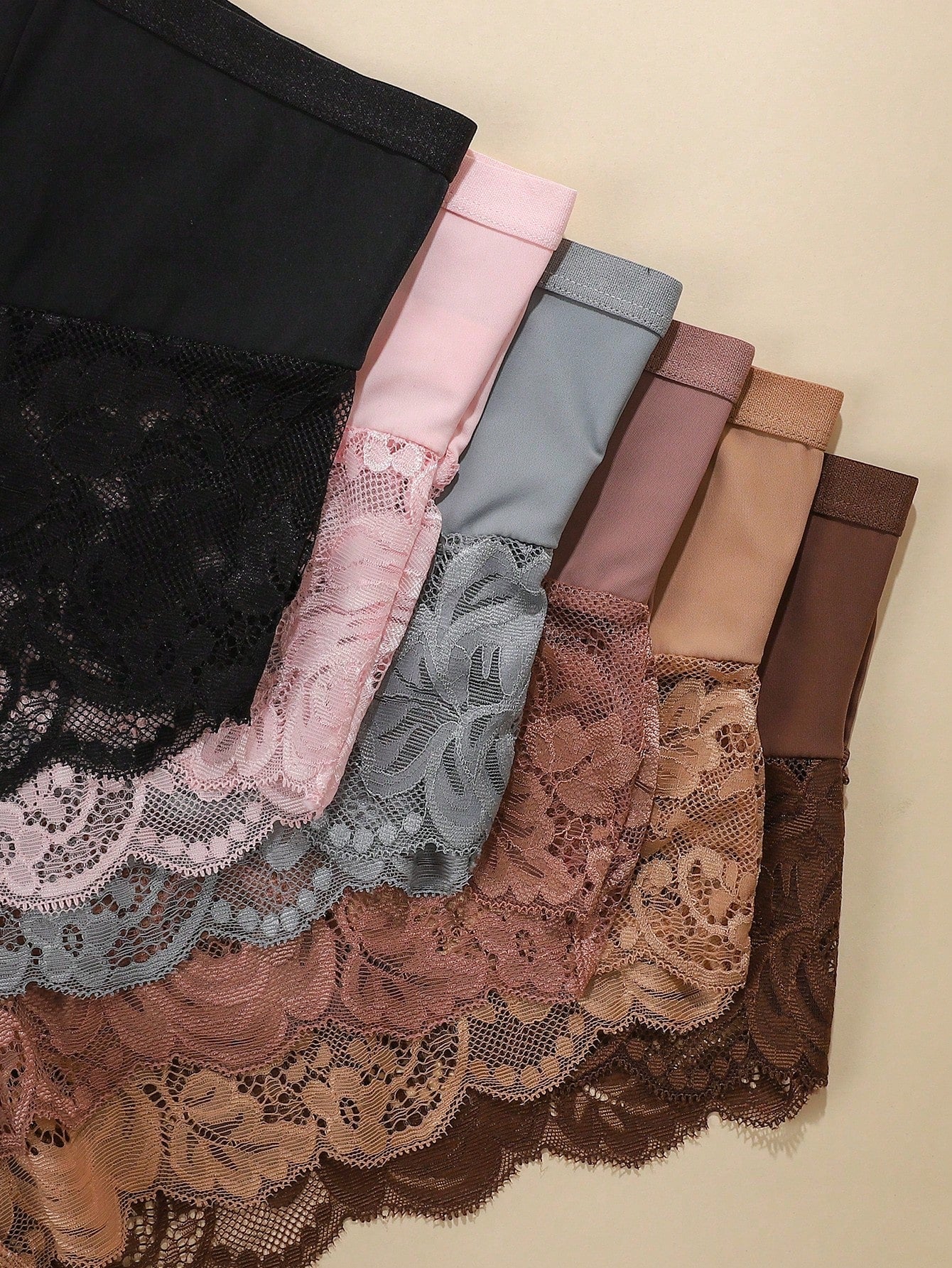 6pcs Pack - Plus Size Women's Breathable Comfortable Lace Patchwork Sexy Bikini Panties - Negative Apparel