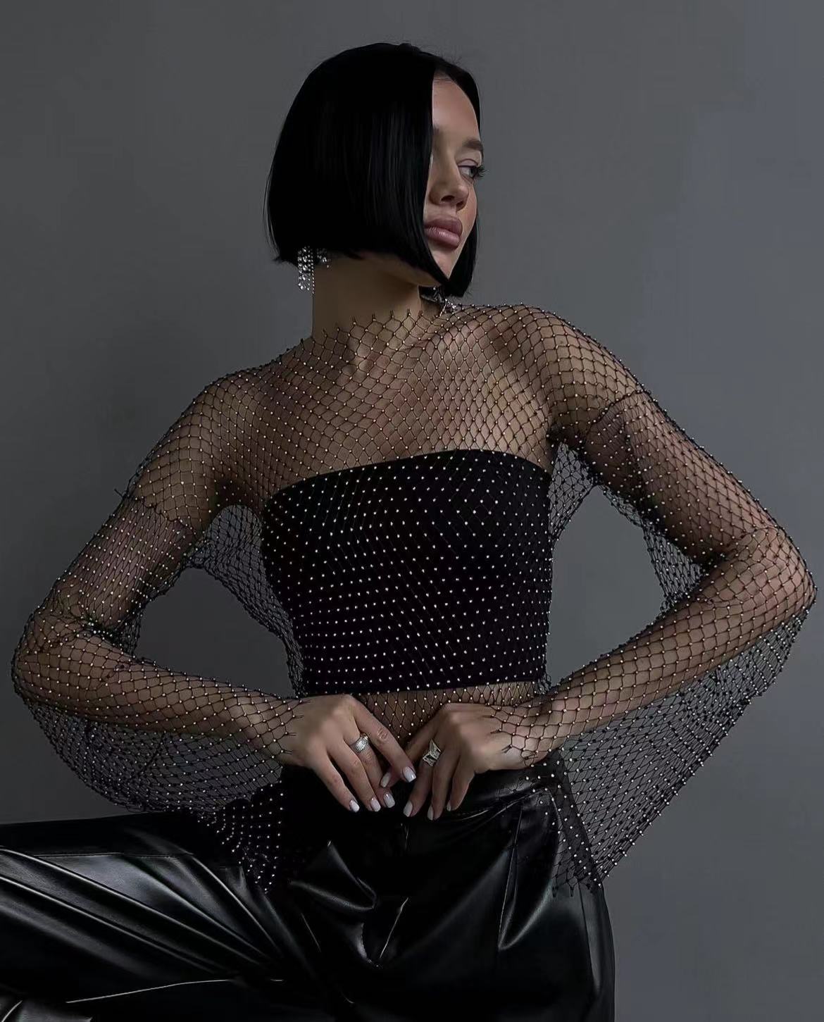 Diamond women's T-shirt trumpet sleeve top - Negative Apparel