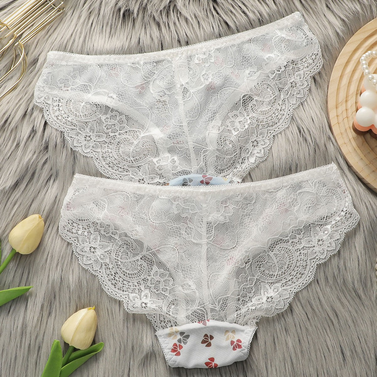 The Floral Desire | Women's Floral Lace Mid-Rise Triangle Panties (2-Pack)
