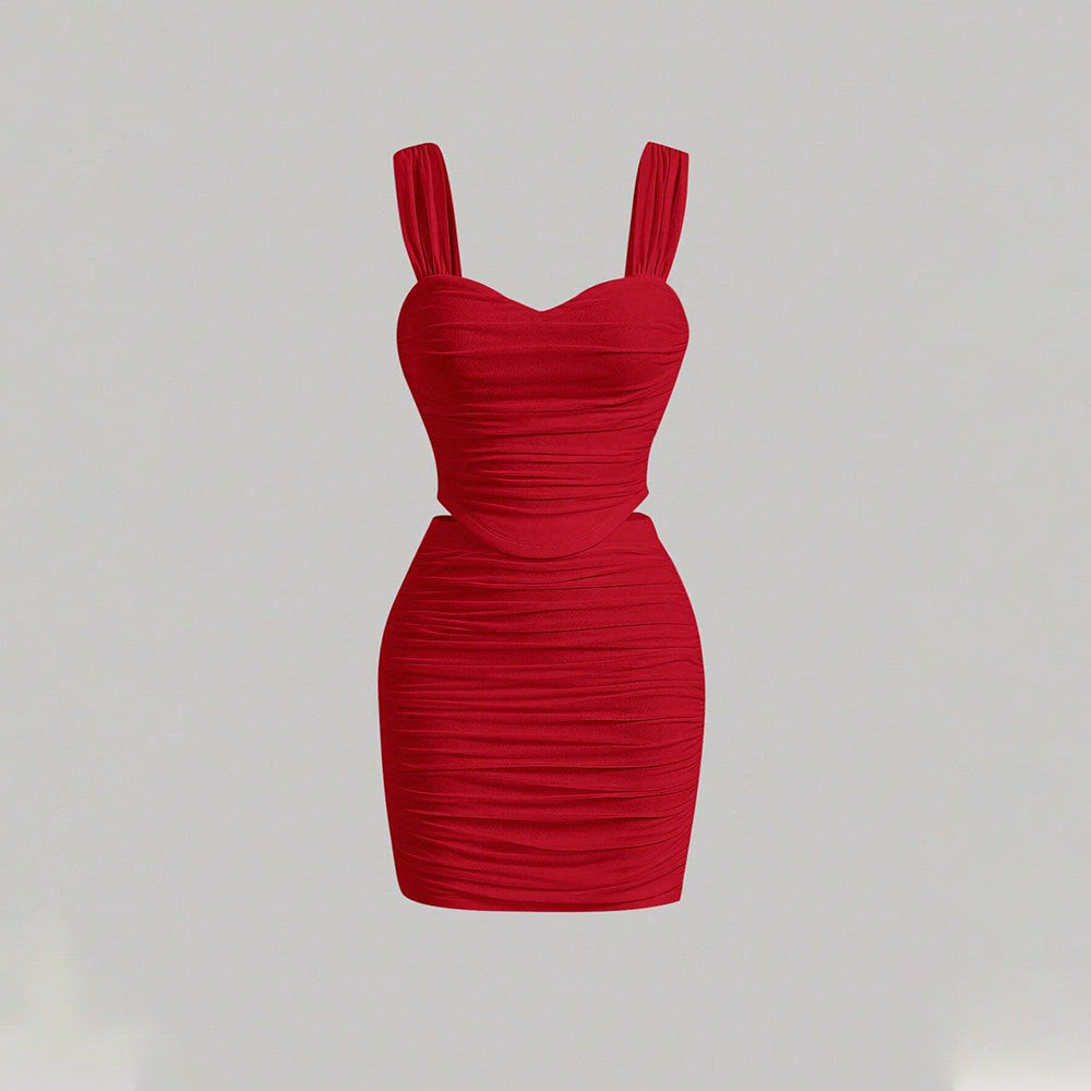 Pleated Cami Top and Mini Skirt Set