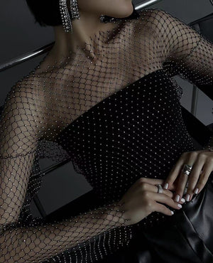 Diamond women's T-shirt trumpet sleeve top - Negative Apparel