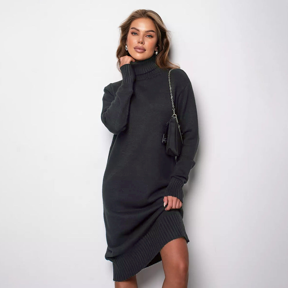 Turtleneck Knit Midi Dress