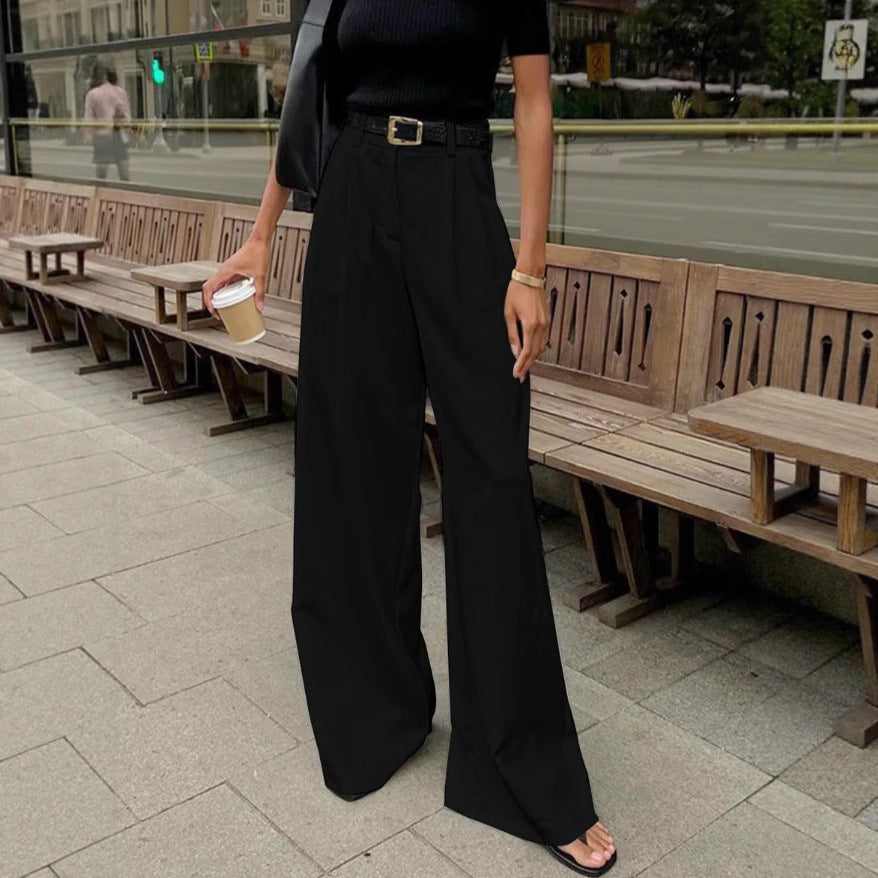 Twill Wide Leg Commuter Trousers
