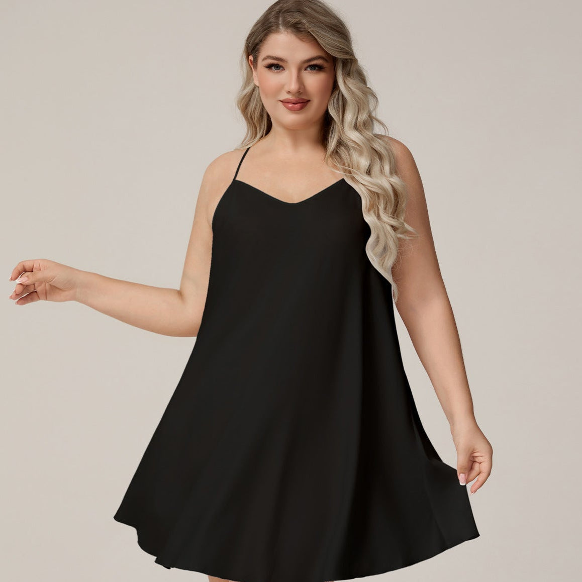The Satin Whisper | Solid Color Strap Mini Satin Sleep Dress
