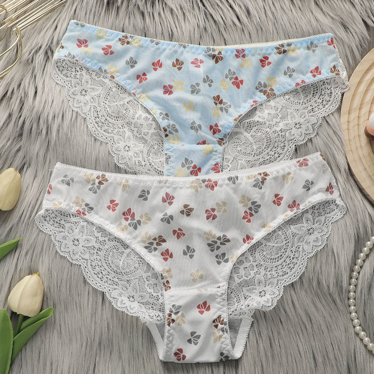The Floral Desire | Women's Floral Lace Mid-Rise Triangle Panties (2-Pack)