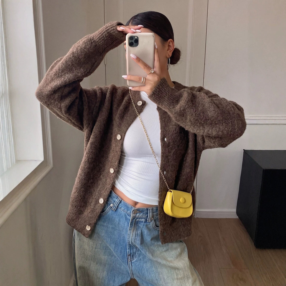 Mohair Knit Button Cardigan
