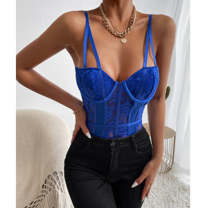 Lace stitching street style bodysuit - Negative Apparel