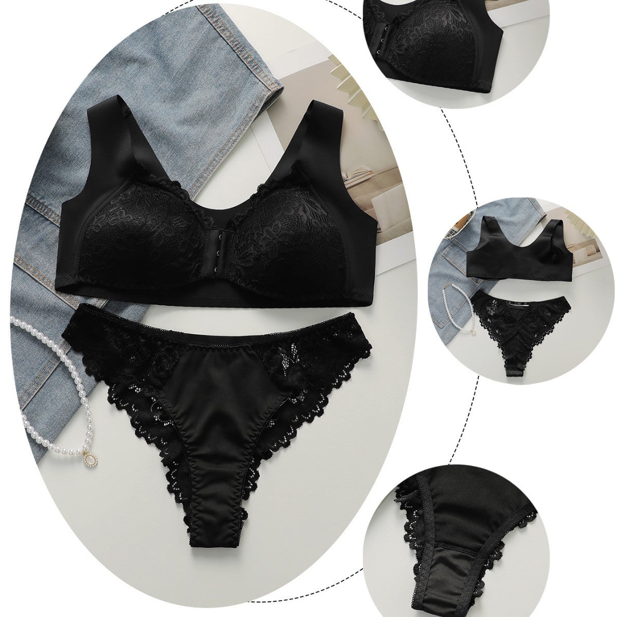 The Noir Lift | Women's Lace Front-Closure Push-Up Bra