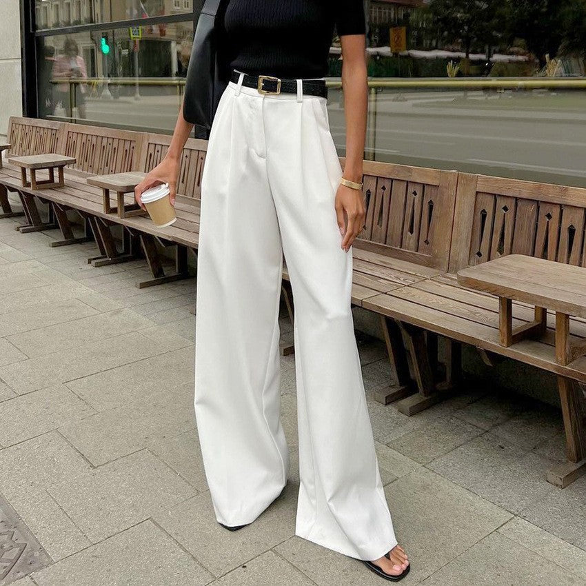 Twill Wide Leg Commuter Trousers