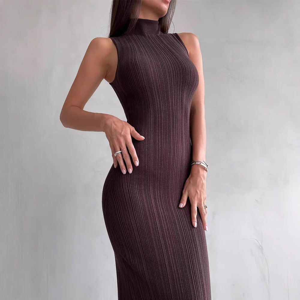 Sleeveless Knit Column Maxi Dress