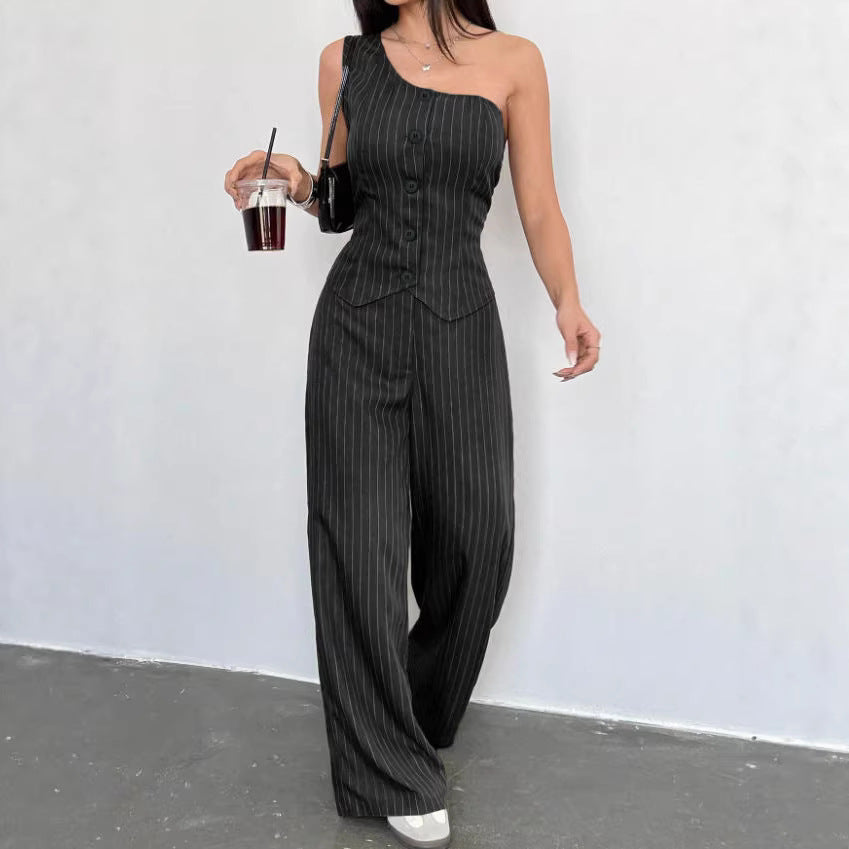 One Shoulder Top and Trouser Set