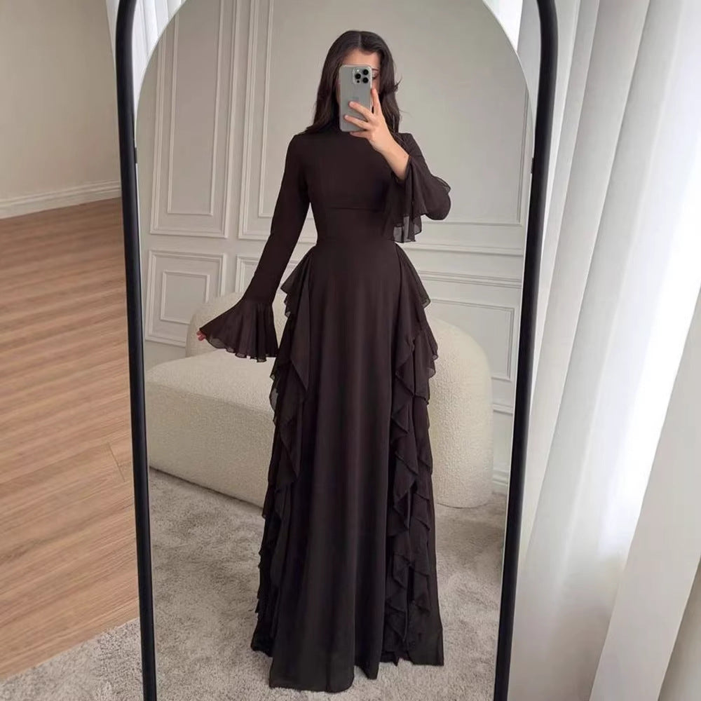 Flared Sleeve A-Line Maxi Dress