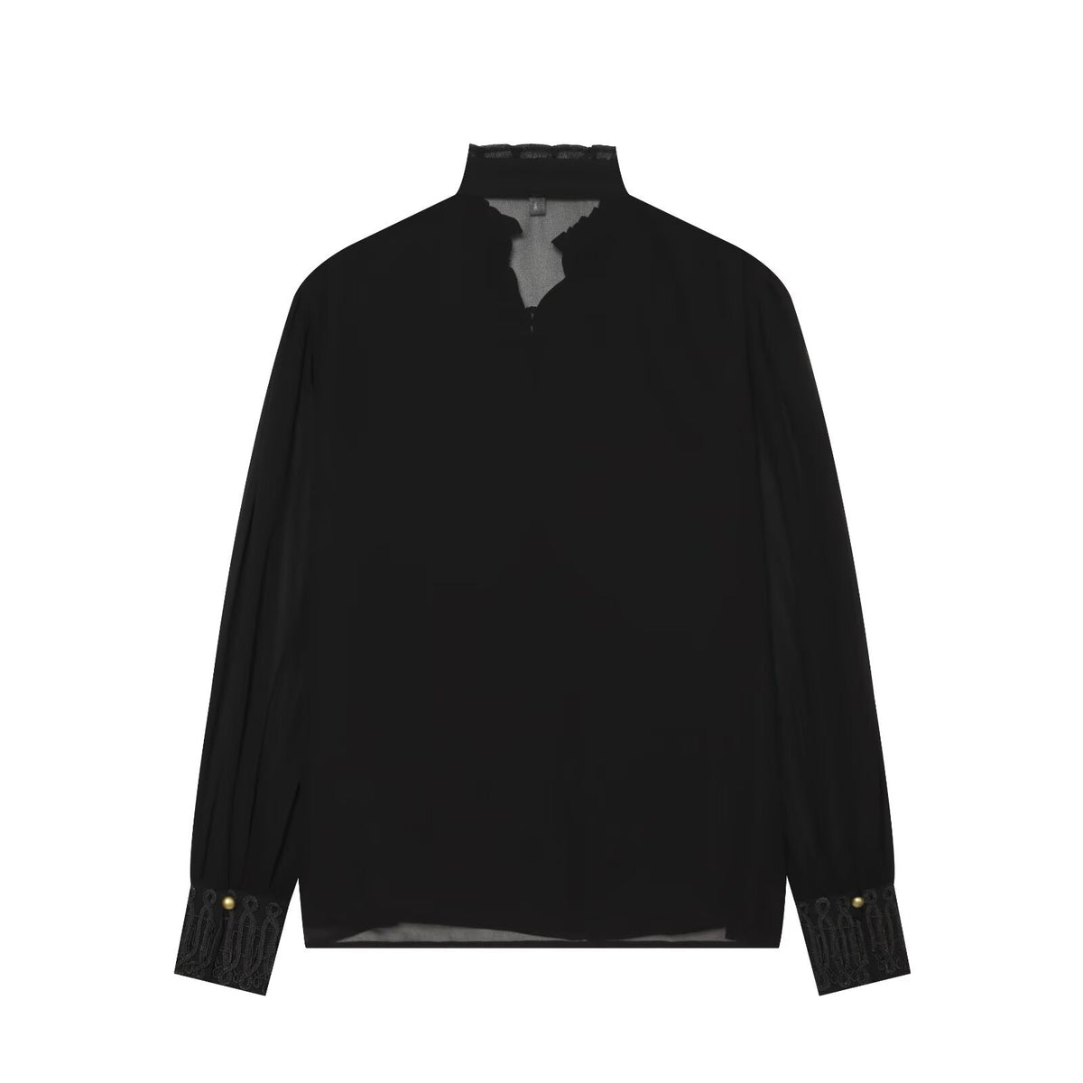 Sheer Chiffon Stand Collar Blouse
