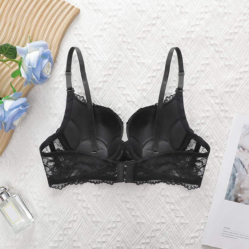 The Noir Elegance | Women's Lace Underwire Push-Up Bra