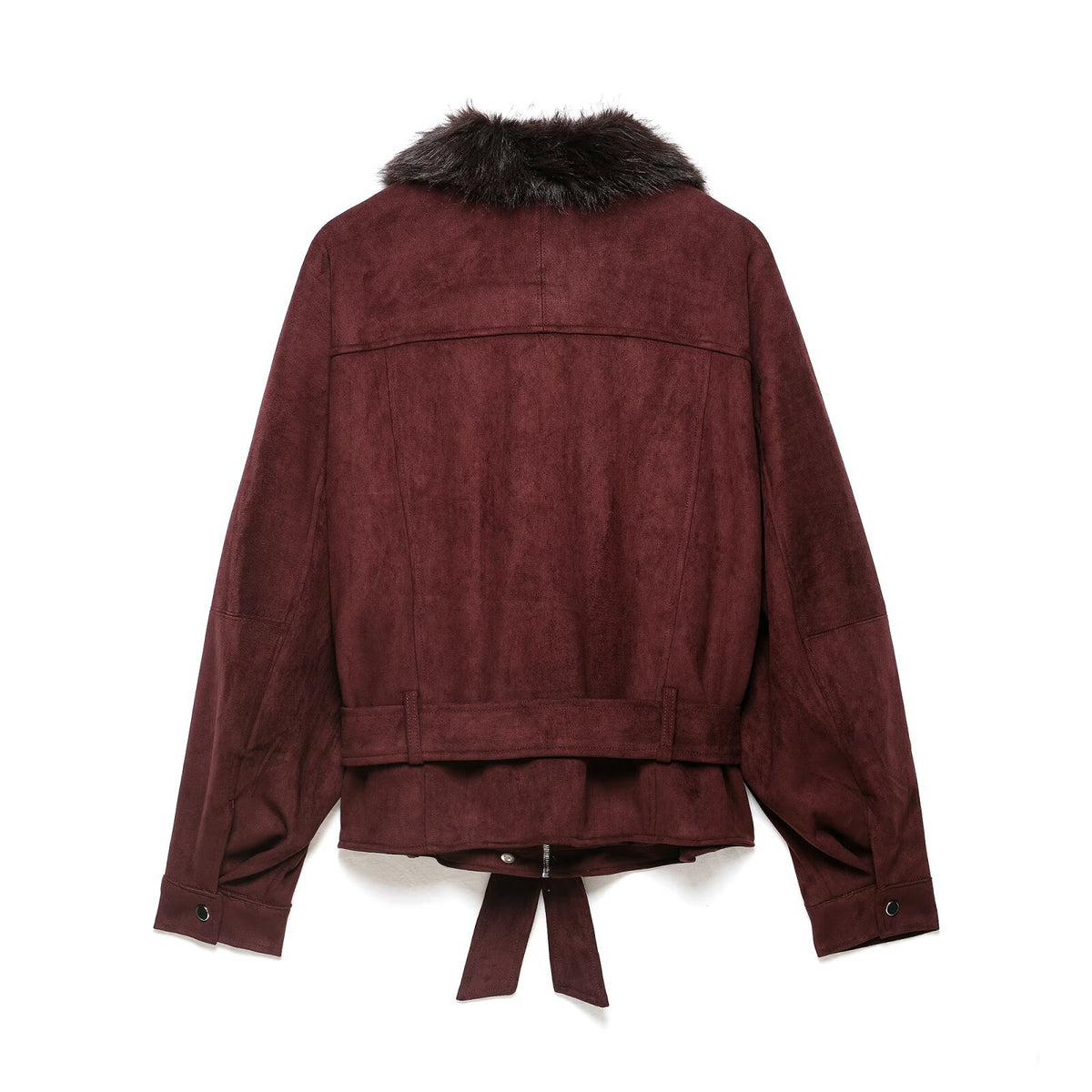 Faux Fur Collar Zip Jacket