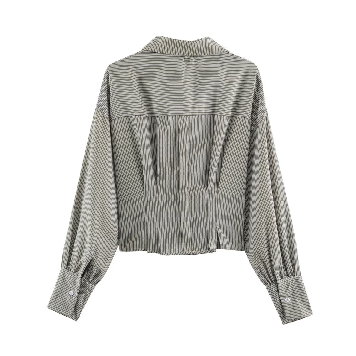Green Striped Tie Waist Shirt