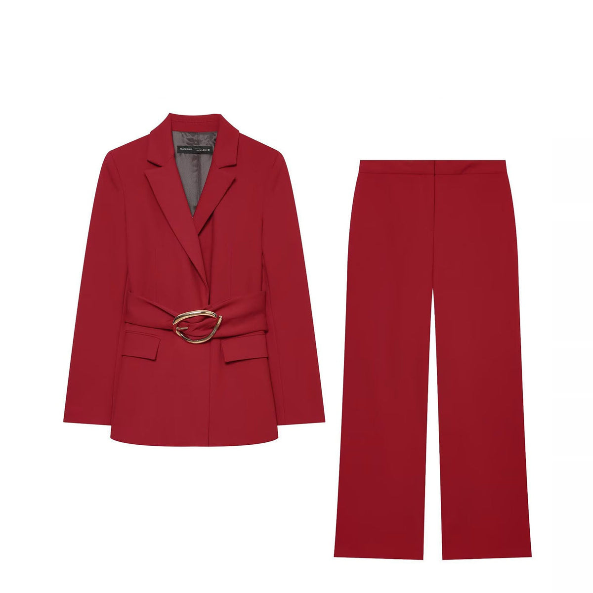 Belted Blazer and Wide Leg Trouser Set