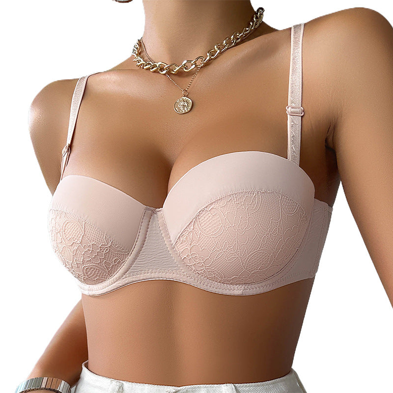 The Lace Lift | Nude/Black Lace Push-Up Underwire Bra